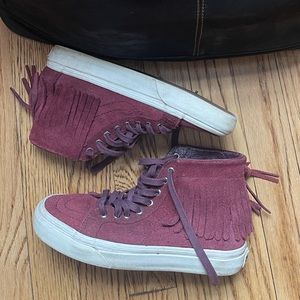 Vans Hi top suede fringe burgundy sneaker